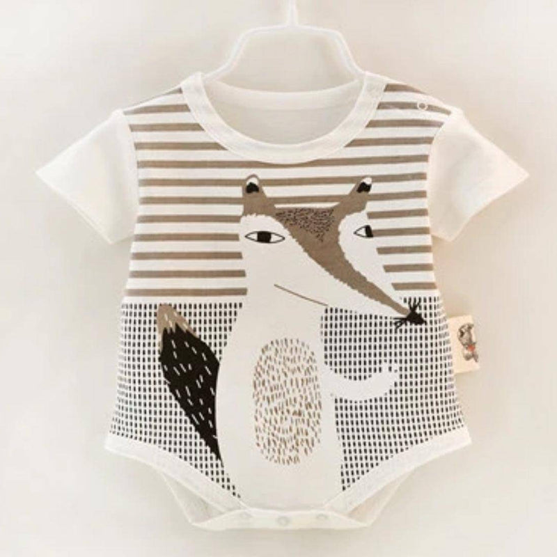 Baby Unisex Wolf Animal Design Romper White Fox