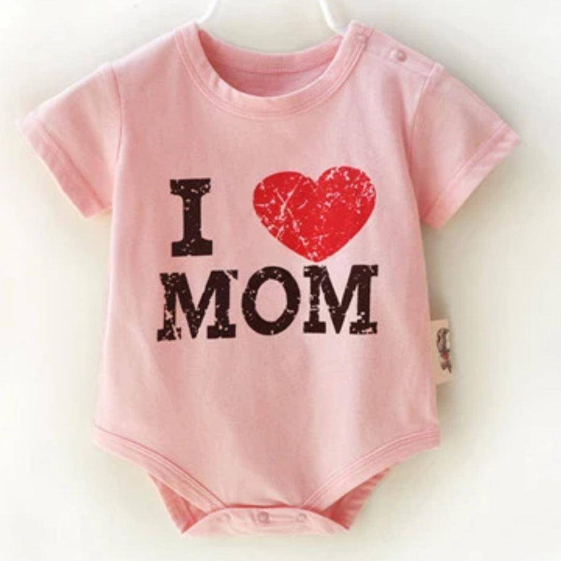 Baby Unisex Wolf Animal Design Romper Pink Mom