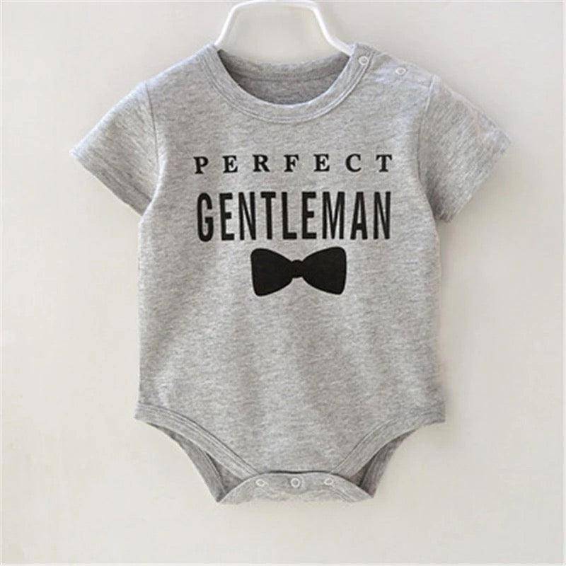 Baby Unisex Wolf Animal Design Romper Gray Bow