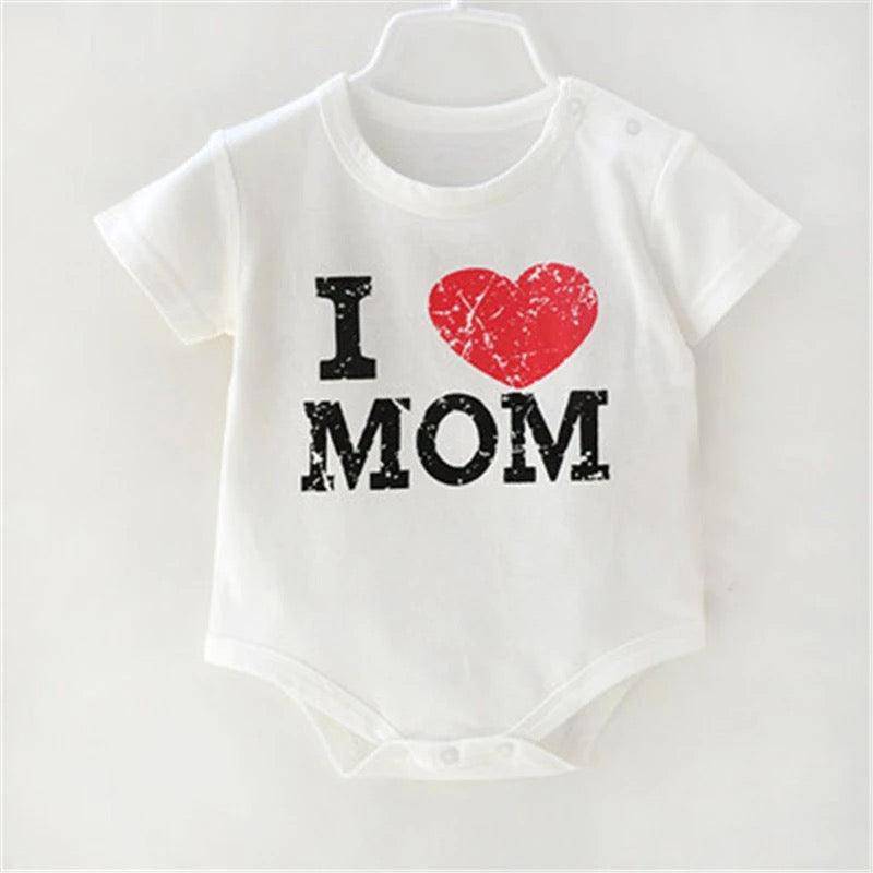 Baby Unisex Wolf Animal Design Romper White Mom