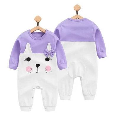 Cute Newborn Girls Boys Animal Romper White Purple