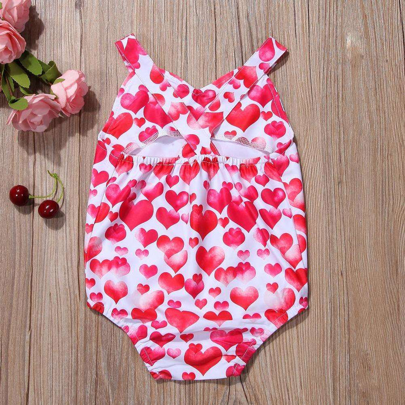 Baby Girl Red Heart Romper Jumpsuit Clothes