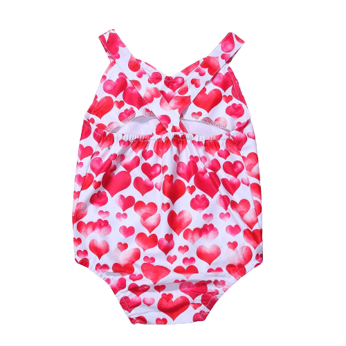 Baby Girl Red Heart Romper Jumpsuit Clothes Pink