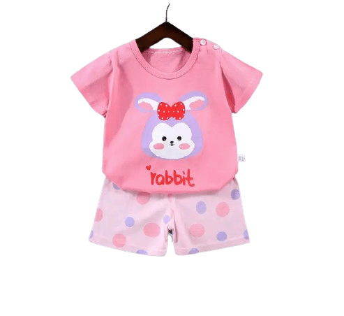 Baby Toddler T-shirt Pants Sets Cartoon Outfits Pink