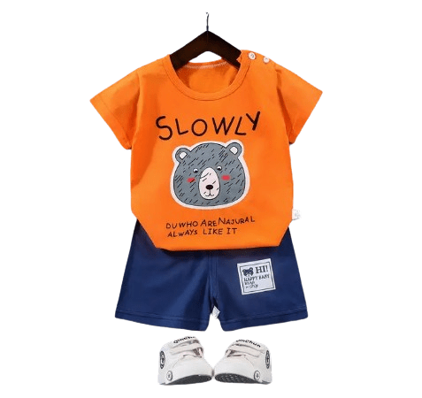 Baby Toddler T-shirt Pants Sets Cartoon Outfits Orange