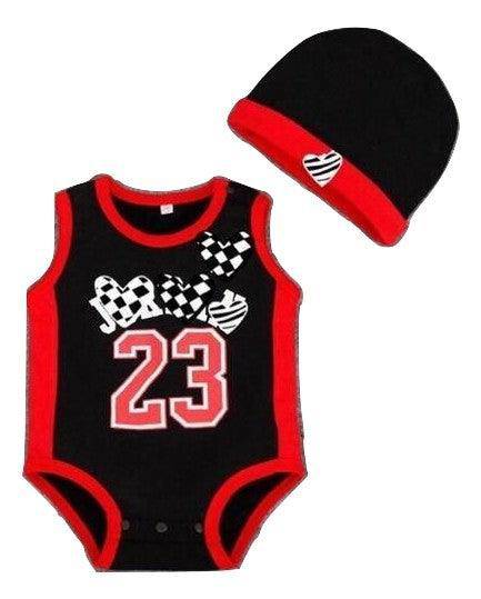 Beanie Newborn Letter Jersey Romper Red