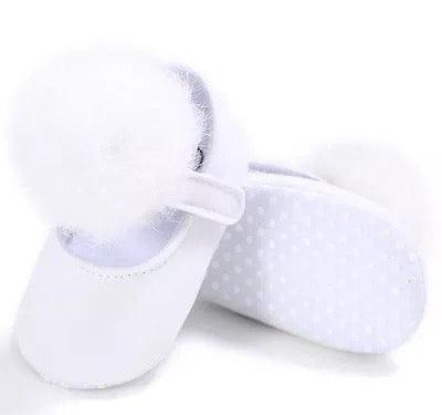 Beautiful Baby Girl Princess Soft Plush Pom Shoes White