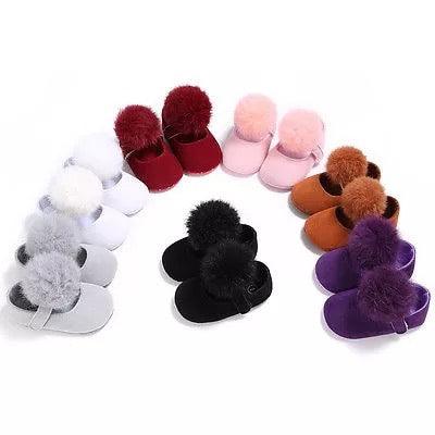 Beautiful Baby Girl Princess Soft Plush Pom Shoes