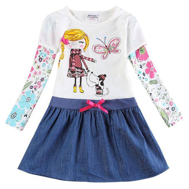 Beautiful Casual Floral Embroidery Girls Dress White