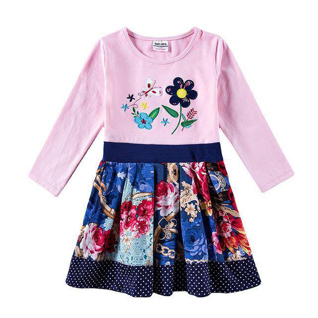 Beautiful Casual Floral Embroidery Girls Dress Pink