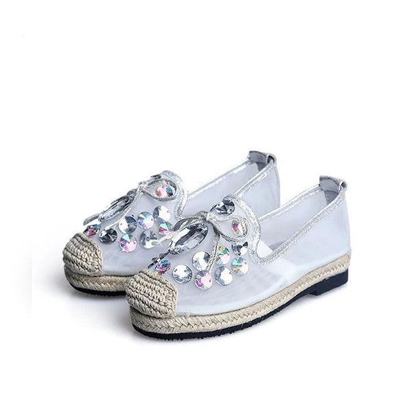 Beautiful Girls Butterfly Slip On Flat Shoes Argent Sliver