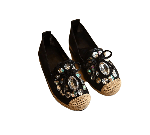 Beautiful Girls Butterfly Slip On Flat Shoes Black
