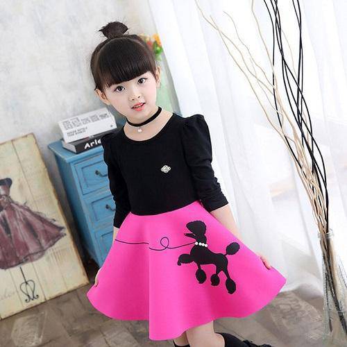 Beautiful Girls Dog mosaic Dress Pink Black