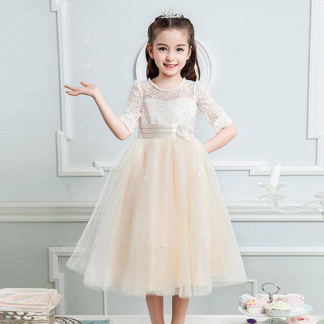 Beautiful Princess White Party Gown Purple Lace Dress apricot
