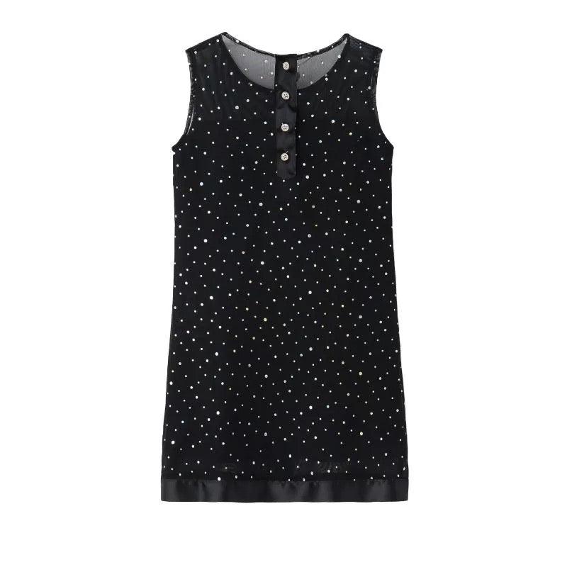 Black Cute Bowknot Sequined Dress For Girls