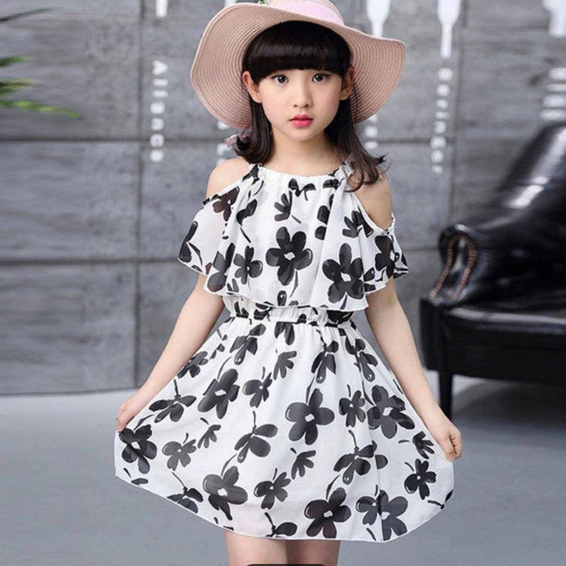 Bohemian Style Floral Sleeveless Girls Dresses White
