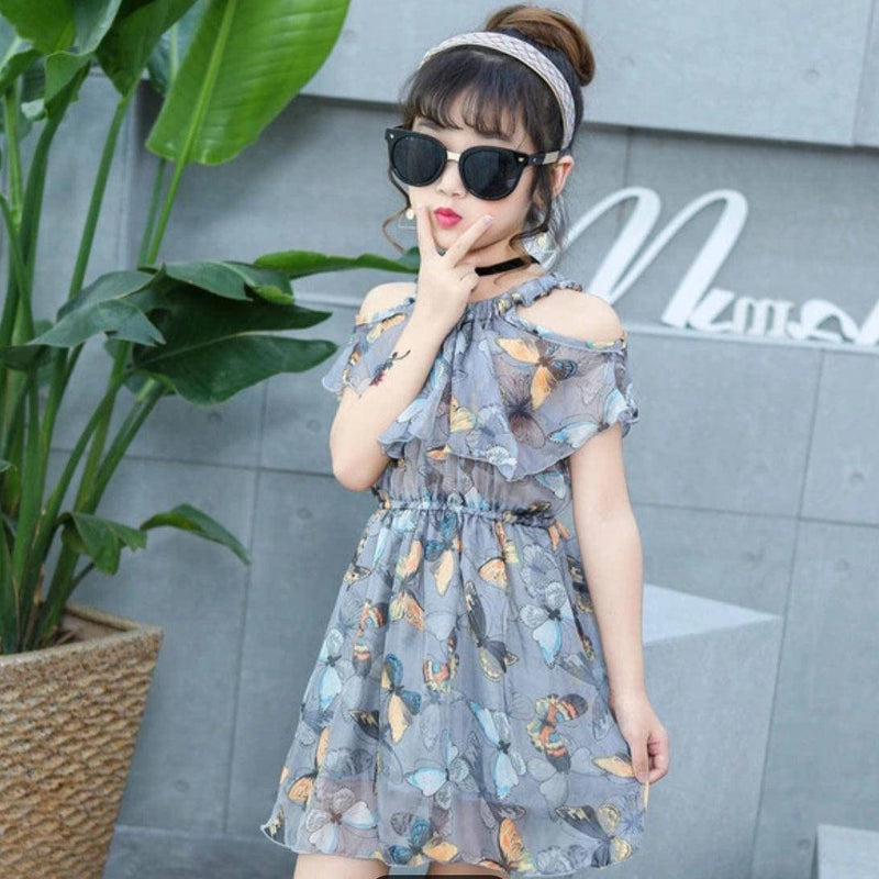 Bohemian Style Floral Sleeveless Girls Dresses Blue