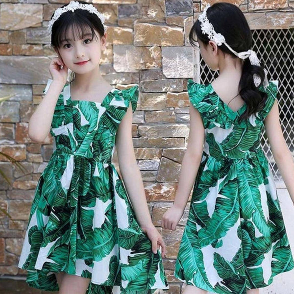 Bohemian Stylish Girls Floral Dresses Green
