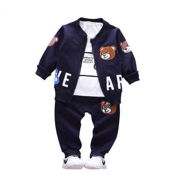 Boys Bear Head Sets Shirt Vest Coat Pants Suit