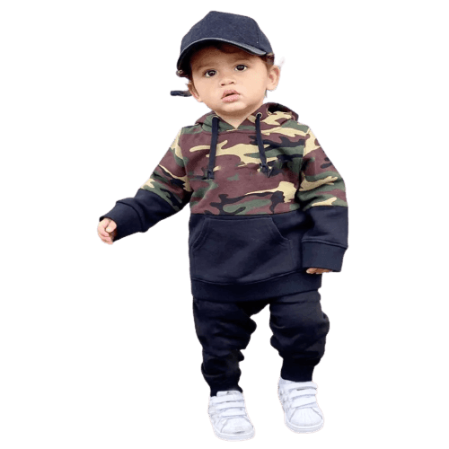 Boys Camouflage Hooded Long Sleeve Tracksuit Camo