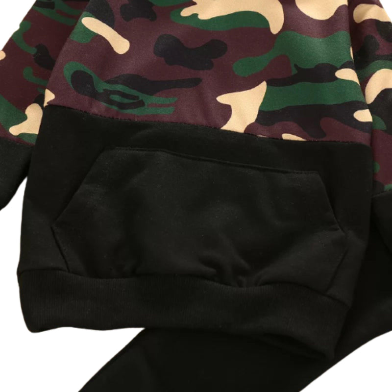 Boys Camouflage Hooded Long Sleeve Tracksuit