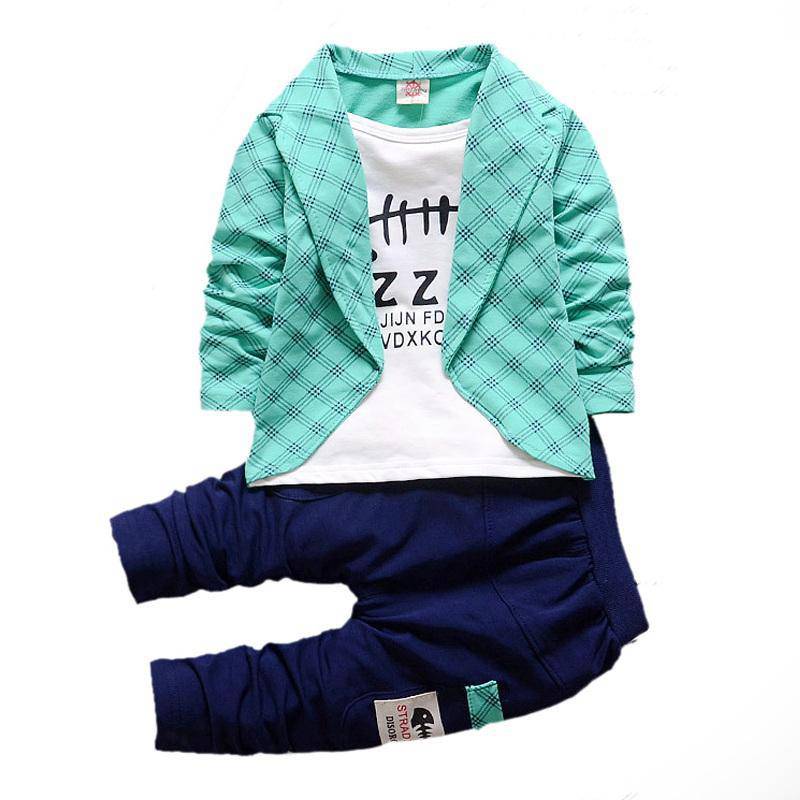 Boys Formal Attire Plaid Hoodie Suit Sets