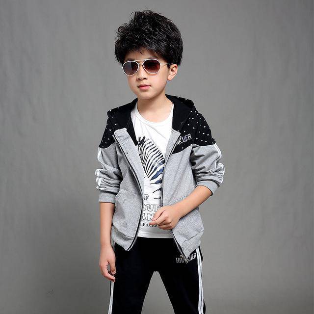 Boys Hooded Sports Tracksuit Pant Black