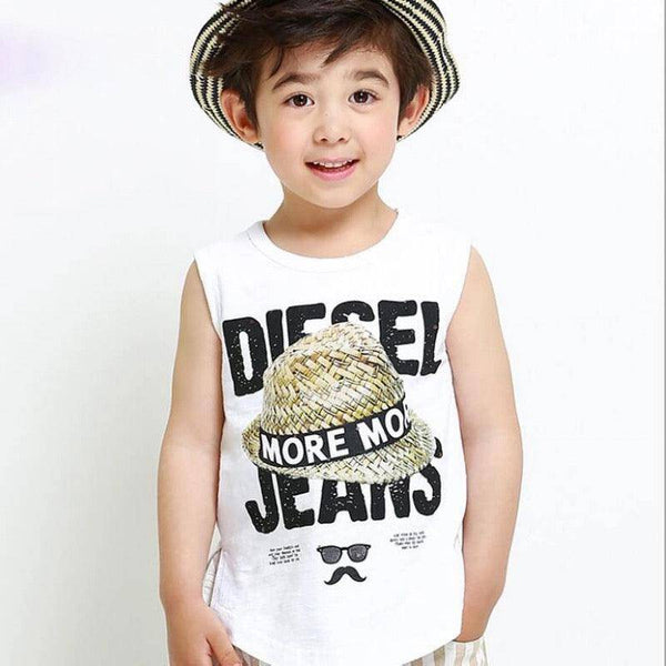 Boys Vest Diesel Jeans Sleeveless T Shirt Printed Clothes