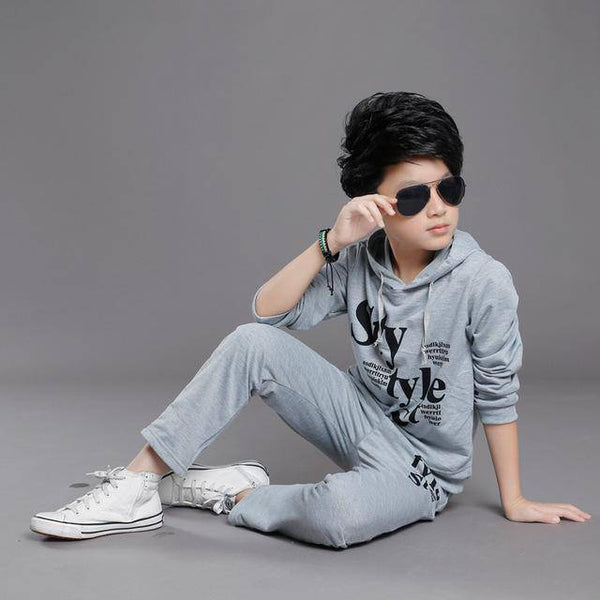 Boys hooded tracksuit clothes Gray