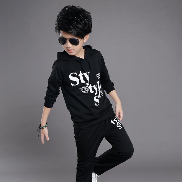 Boys hooded tracksuit clothes Black