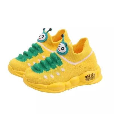 Children Boys Girls Sneakers Sport Cartoon Stretch Mesh Shoes Yellow