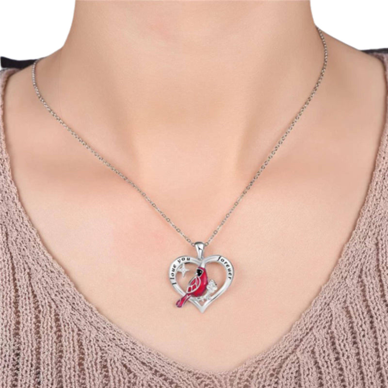 Cardinal Parrot Moon Pendant Necklace