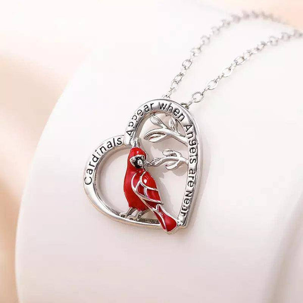 Cardinal Parrot Moon Pendant Necklace