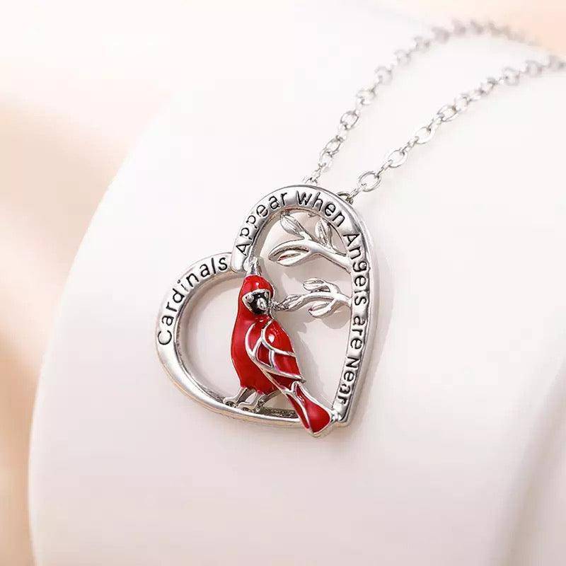 Cardinal Parrot Moon Pendant Necklace