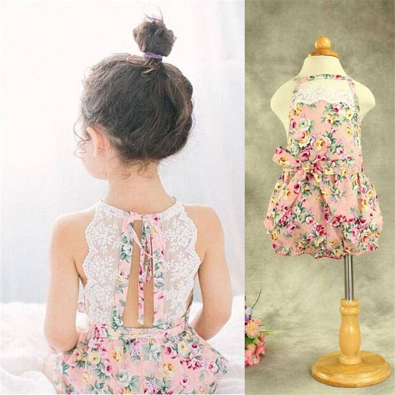 Casual Baby Girls Flower Romper Jumpsuit