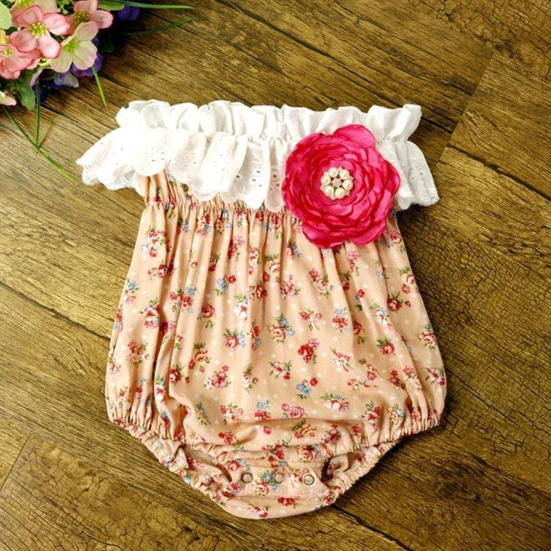 Casual Baby Girls Flower Romper Jumpsuit Red Pink
