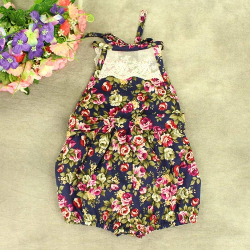 Casual Baby Girls Flower Romper Jumpsuit Red