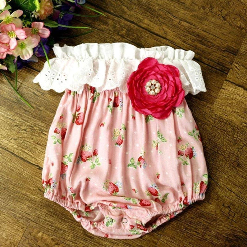 Casual Baby Girls Flower Romper Jumpsuit Pink Red