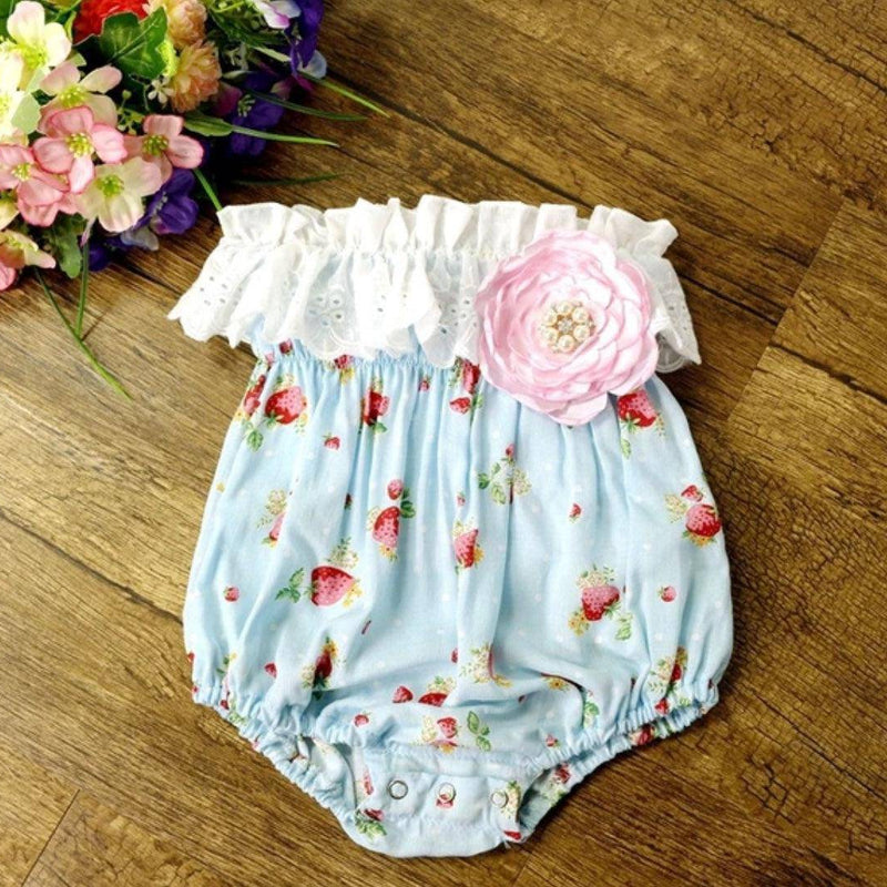 Casual Baby Girls Flower Romper Jumpsuit Pink Blue