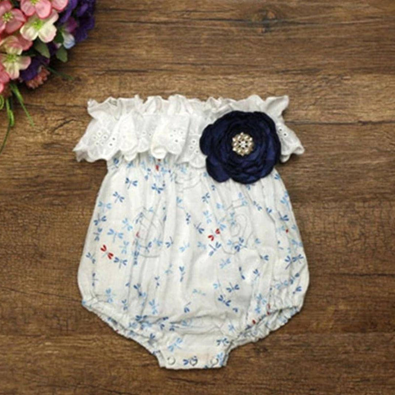 Casual Baby Girls Flower Romper Jumpsuit White Black
