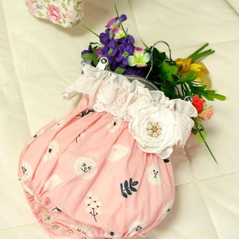 Casual Baby Girls Flower Romper Jumpsuit White Pink