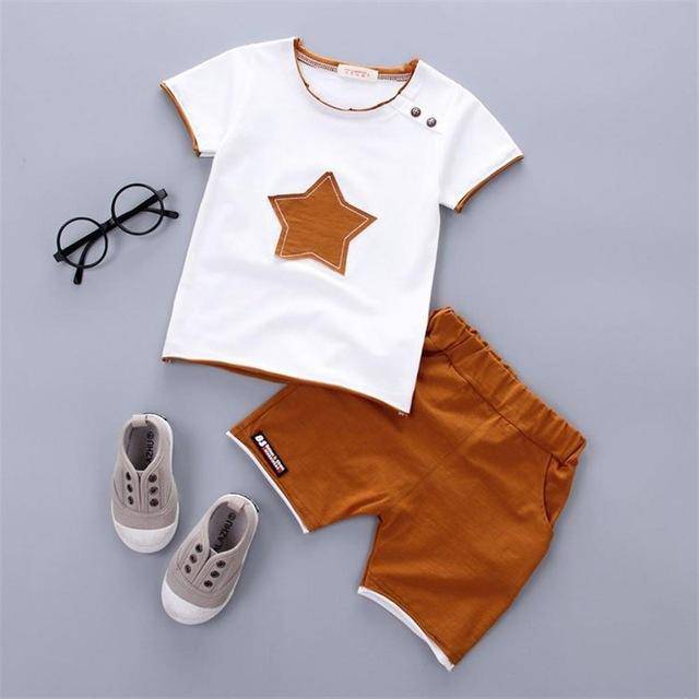 Casual Boys Summer Star Style Outfit Coffee