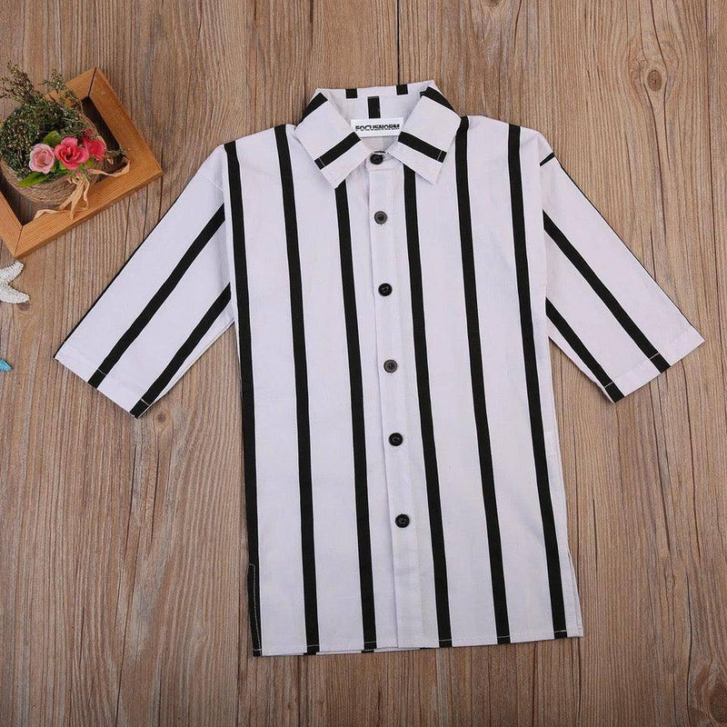 Casual Girls Striped Collar Button Clothes