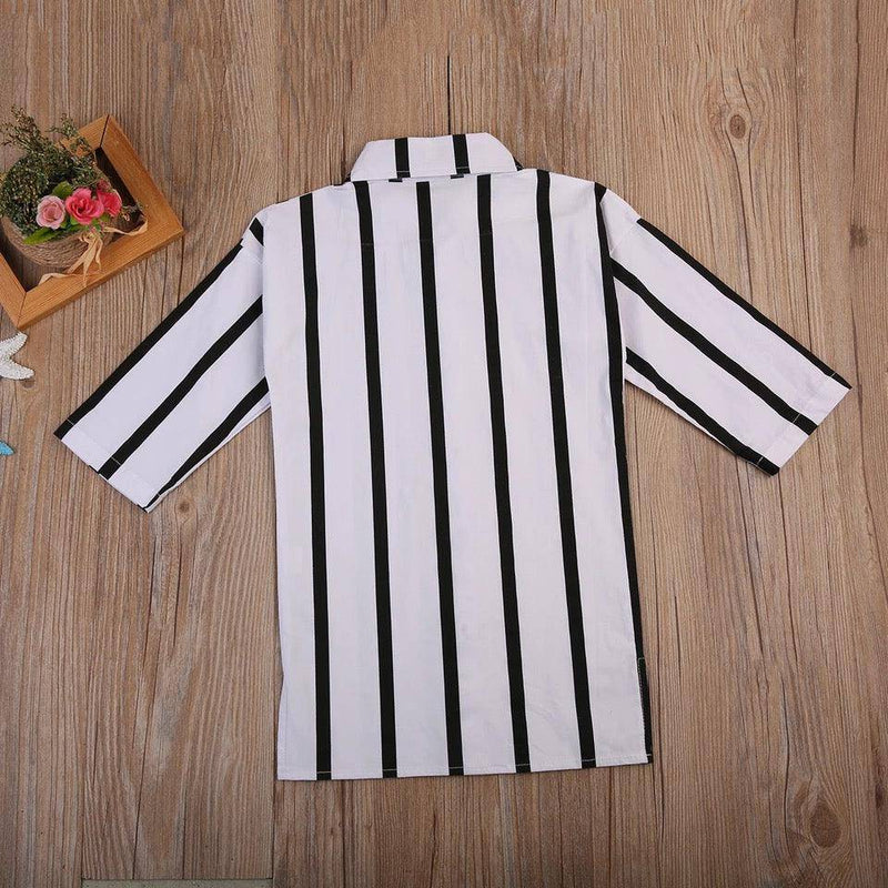 Casual Girls Striped Collar Button Clothes