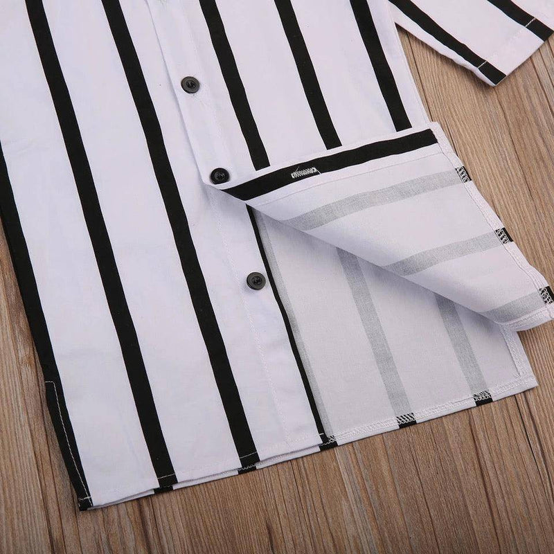 Casual Girls Striped Collar Button Clothes