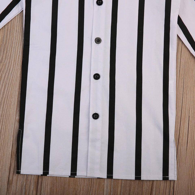 Casual Girls Striped Collar Button Clothes
