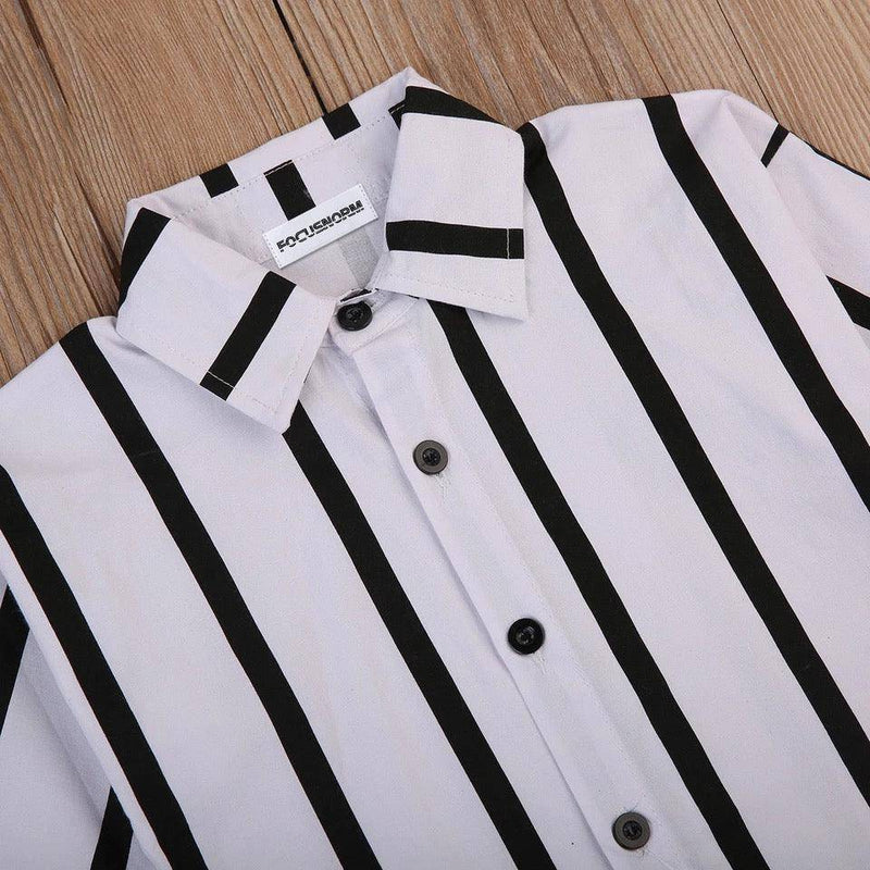 Casual Girls Striped Collar Button Clothes