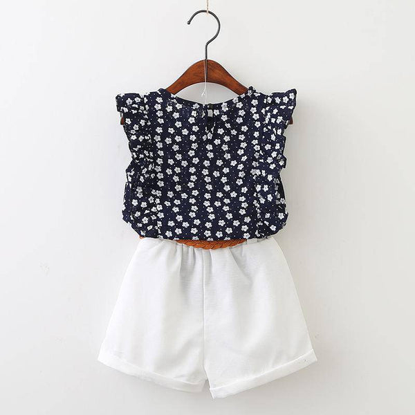 Casual Girls Summer Flower T Shirt Shorts