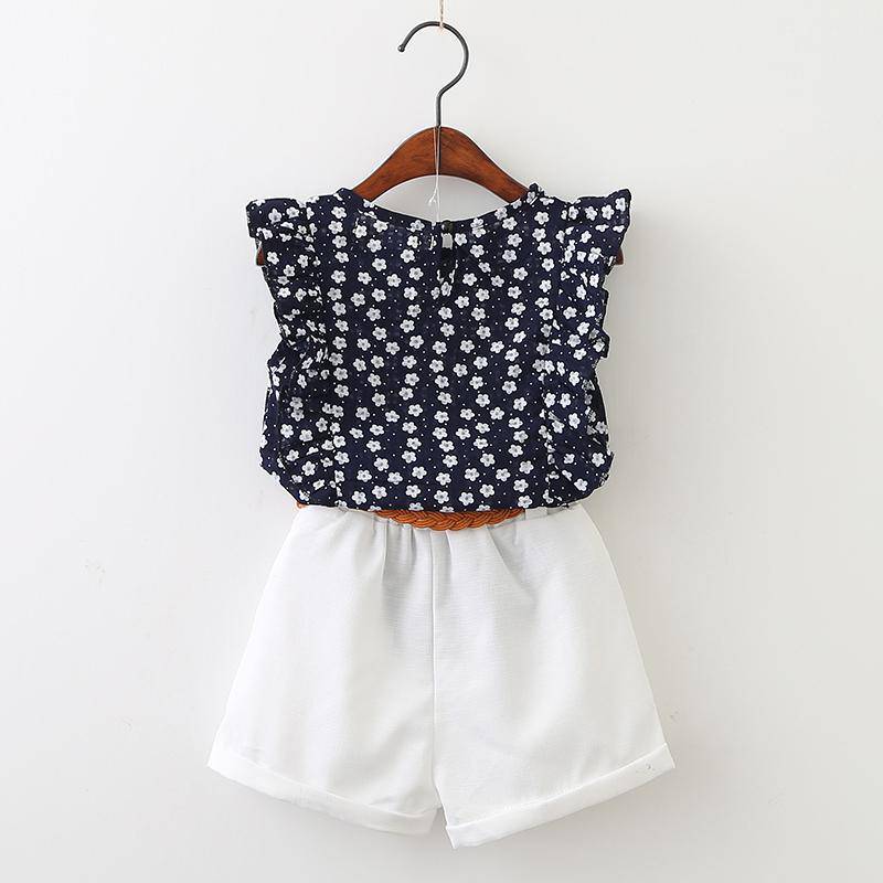 Casual Girls Summer Flower T Shirt Shorts