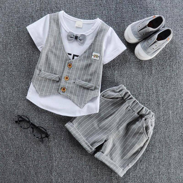 Casual Sets Suit Bowtie Boys T-shirt Pant Outfit